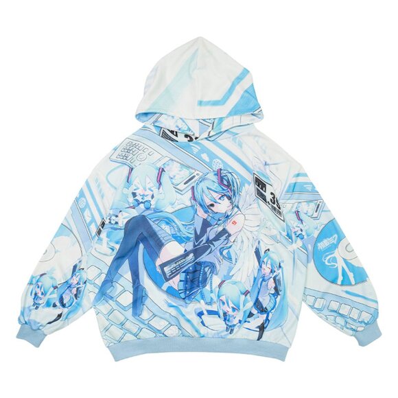 ACDC RAG x Hatsune Miku Forever Light Blue Oversized Hoodie - Picture 1 of 8
